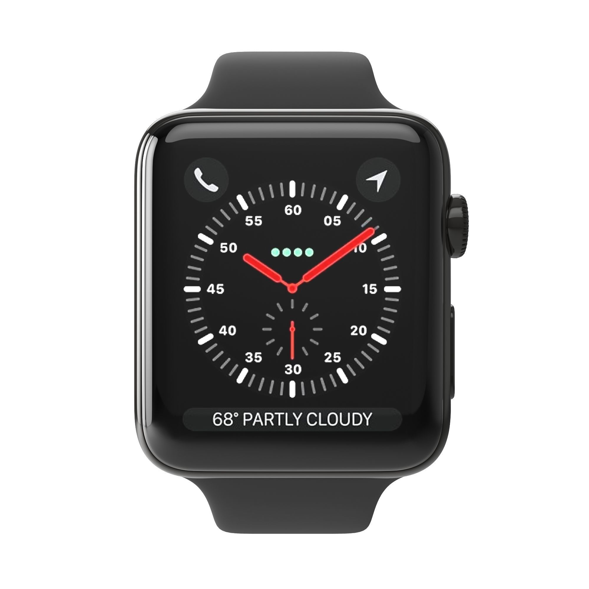 Apple Watch Edition Series 3 42mm with Sport Band Ceramic Black 3D model_6
