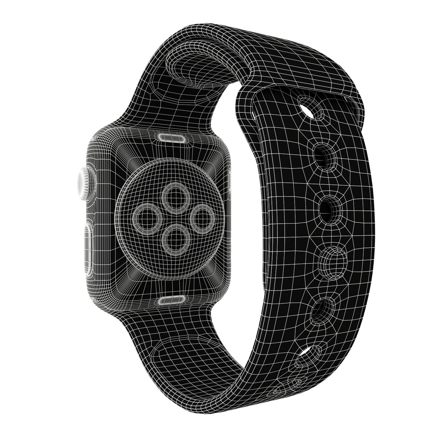 Apple Watch Edition Series 3 42mm with Sport Band Ceramic Black 3D model_10
