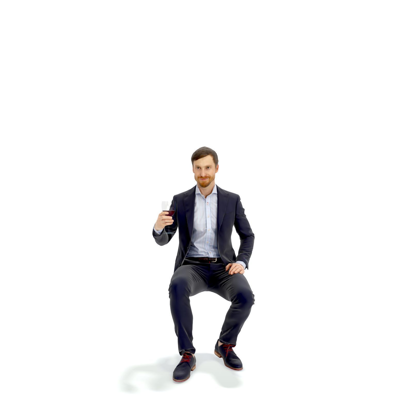 Sitting Elegant Man Cheering with Glass EMan0313-HD2-O03P01-S