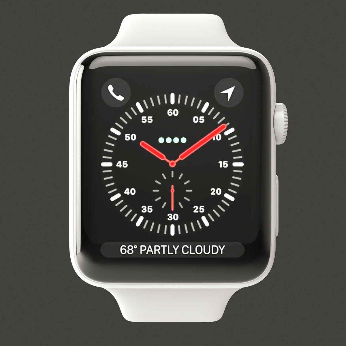 Apple Watch Edition Series 3 42mm with Sport Band Ceramic White 3D model_6