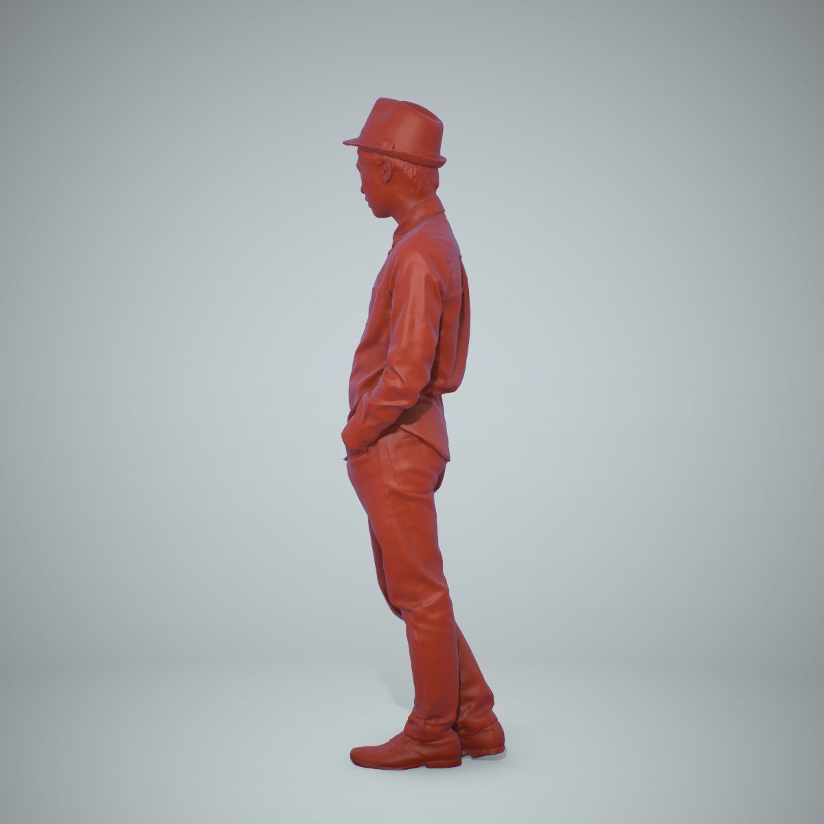 Casual Man Wearing Pink Shirt and Hat CMan0212HD2O01P01S 3D model