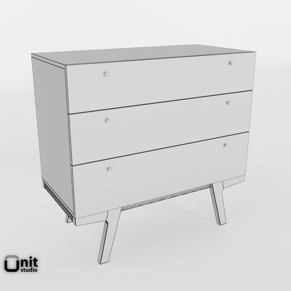 Modern 3Drawer Dresser by West Elm 3D model CGTrader