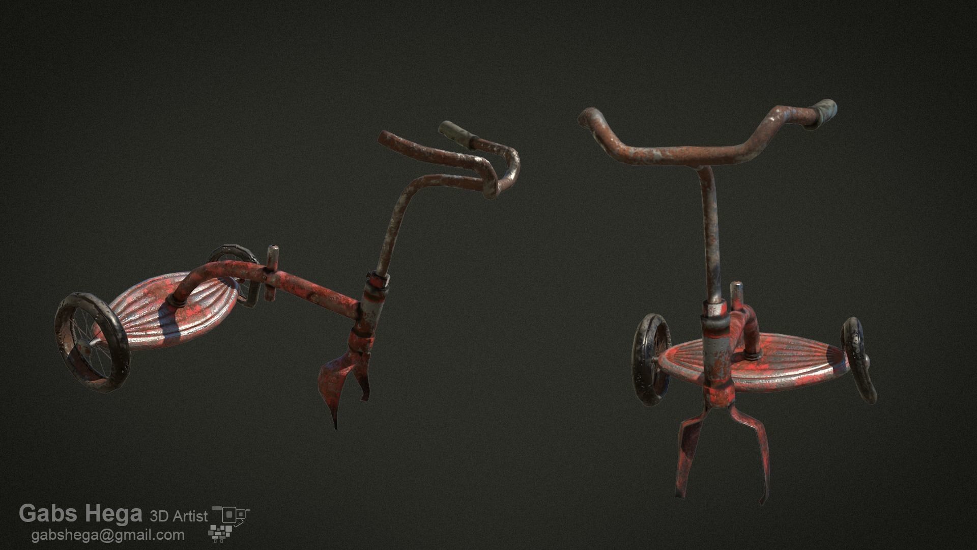 3D model Old Tricycle game asset VR / AR / lowpoly CGTrader