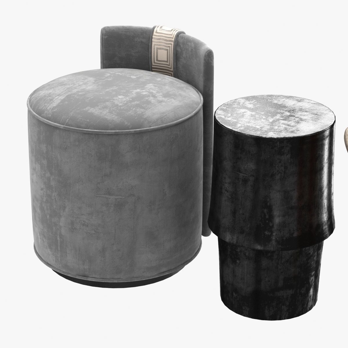 poufs and stool 3D model CGTrader