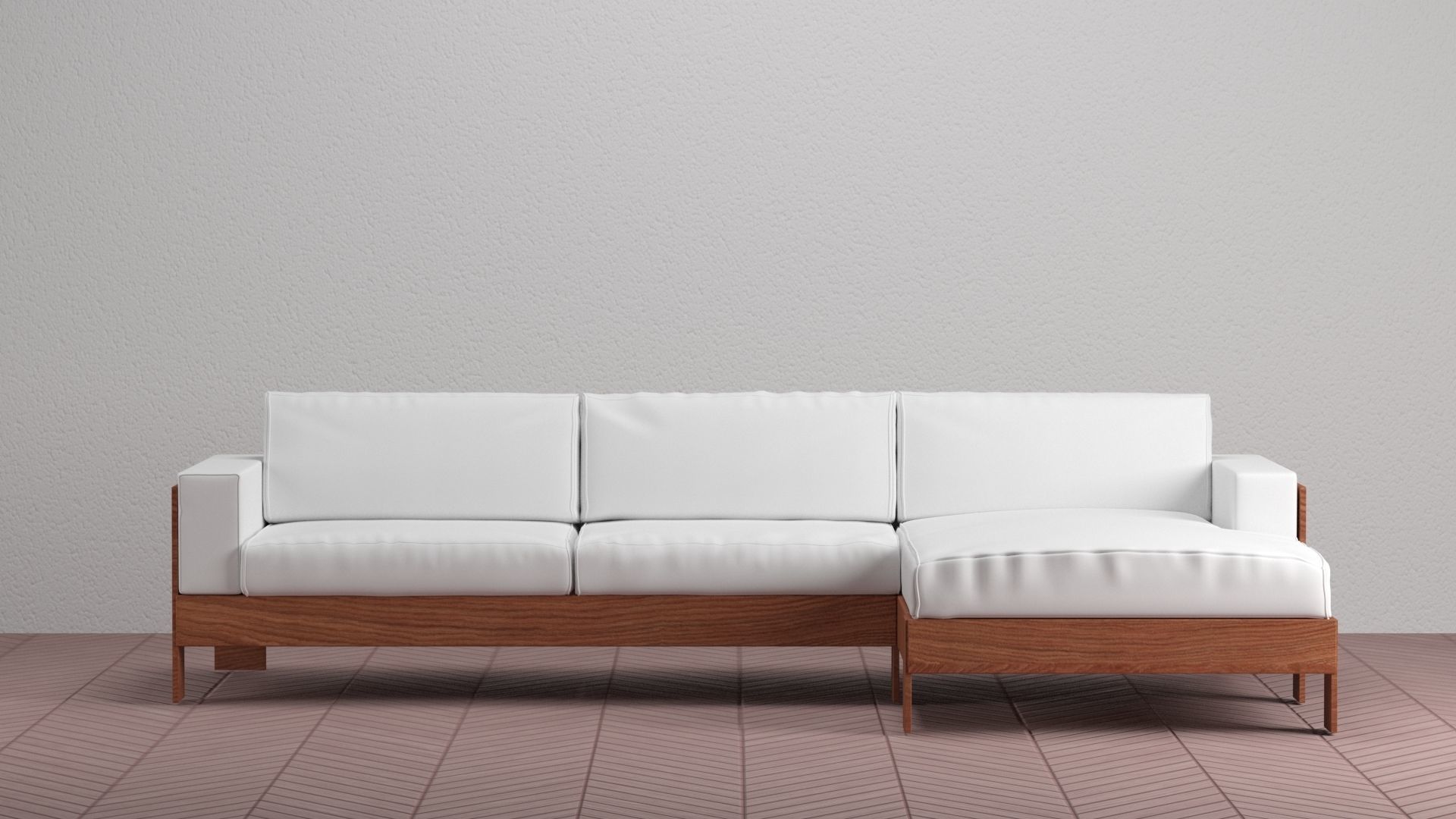 Model Wood Sofa With White Pillows V Ray And Corona 1 Wood Sofa With White Pillows V Ray And Corona Ready Render Model Max Obj