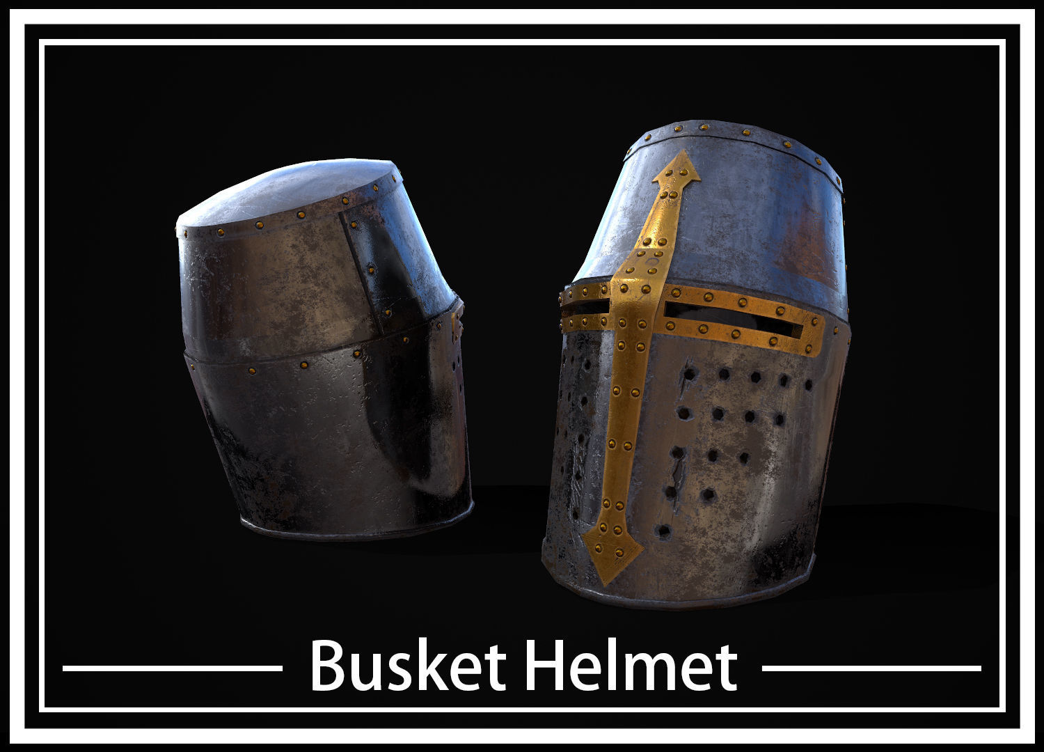 HIE Medieval Knight Helmet D190104 Low-poly  3D model