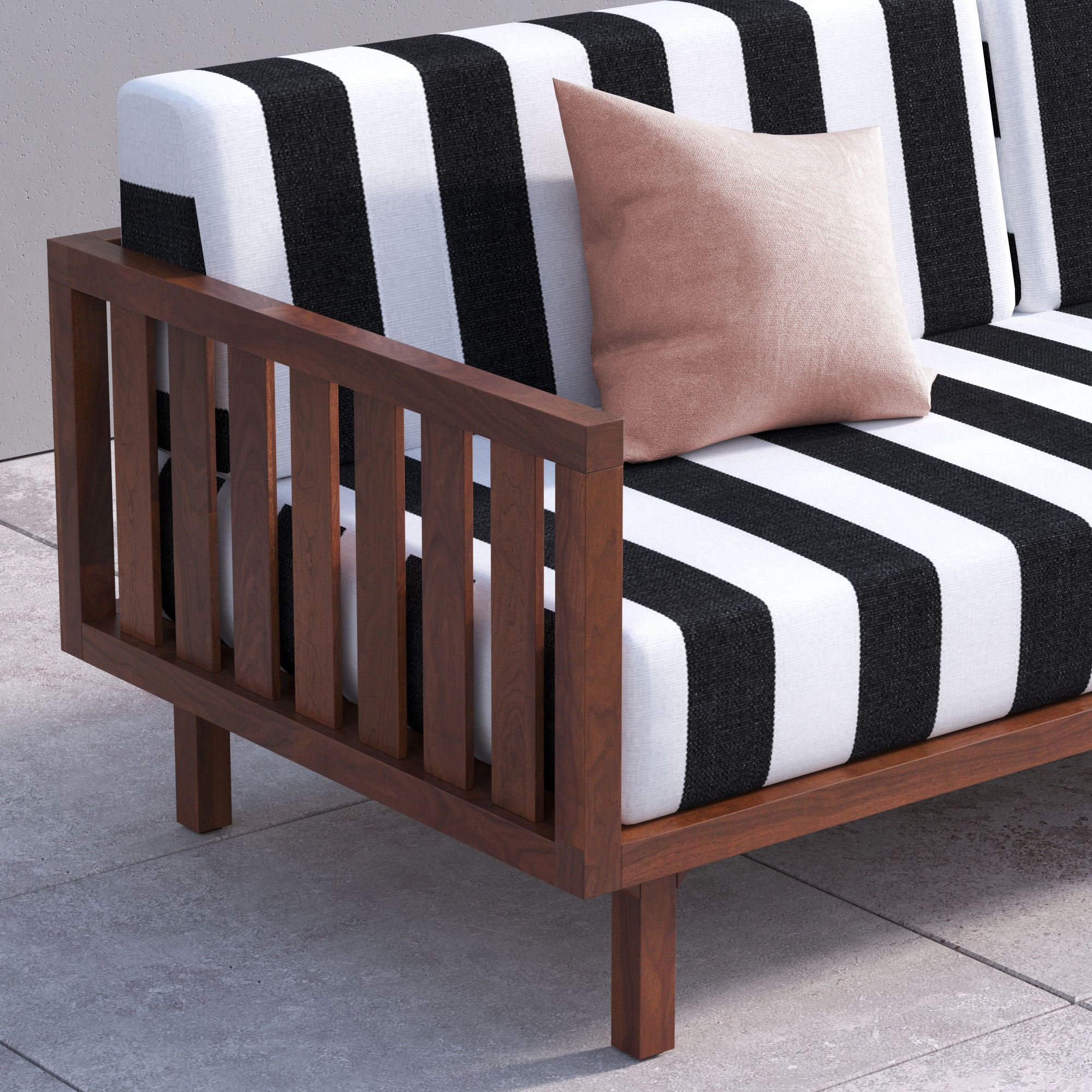 CB2 Tropez Black and White Stripe Sofa set 3D model CGTrader