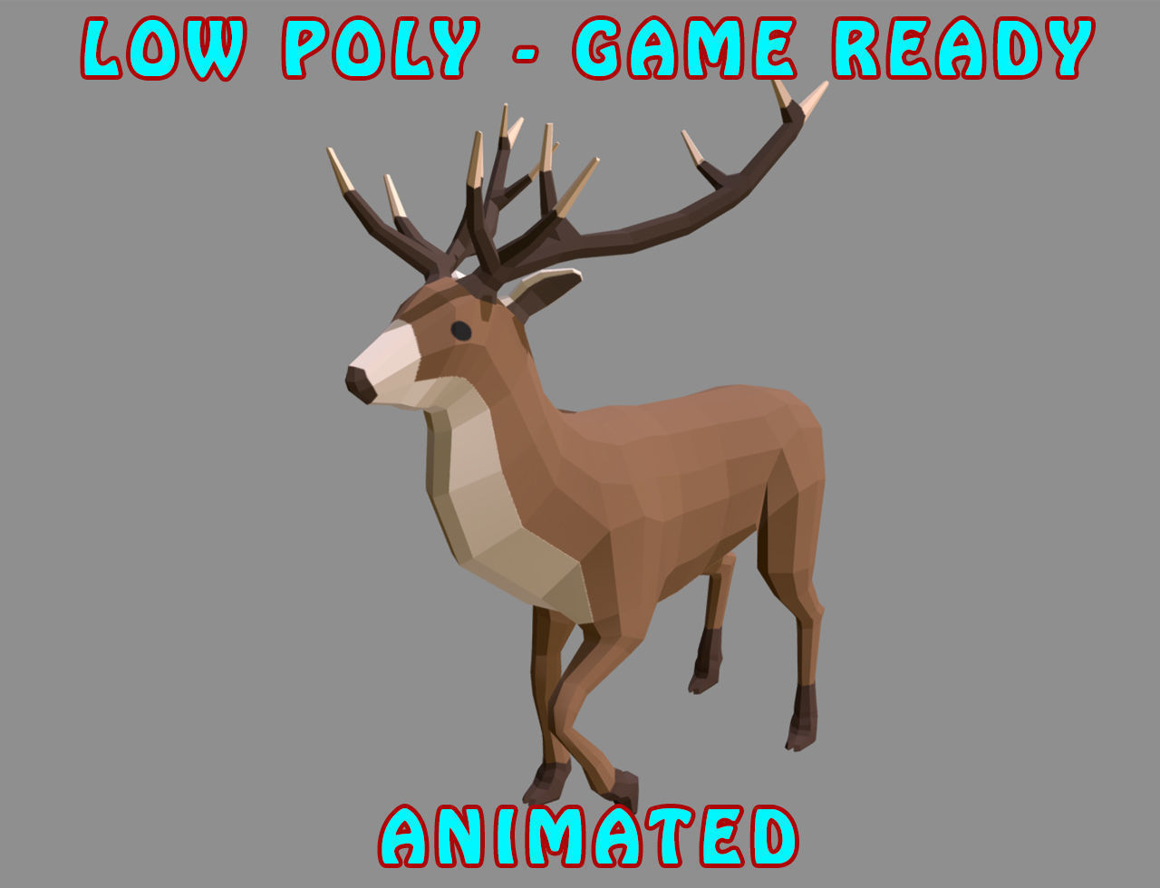 Low poly Stag Animated - Game Ready