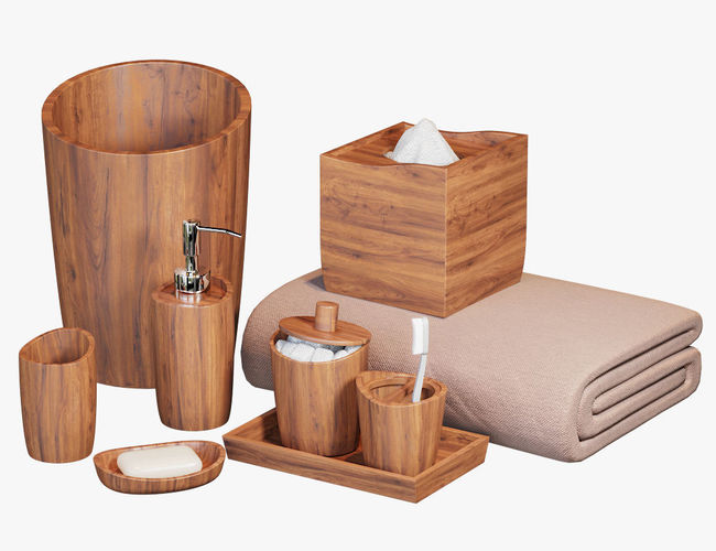 Bamboo Bath Accessories Set  Bathroom accessories, Wooden bathroom  accessories, Bath accessories set