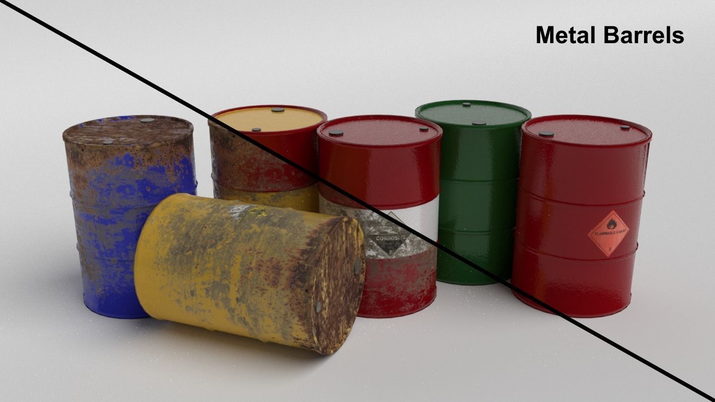 Metal Barrels - Low Poly PBR
