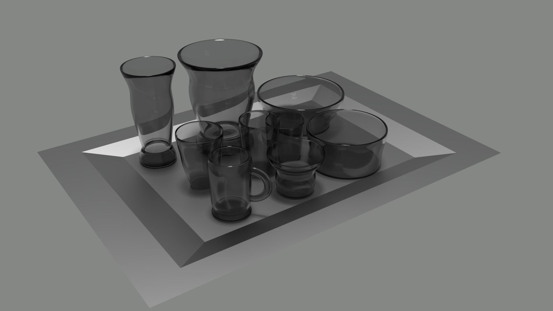 Glass Cups Vases and Bowls 3D model