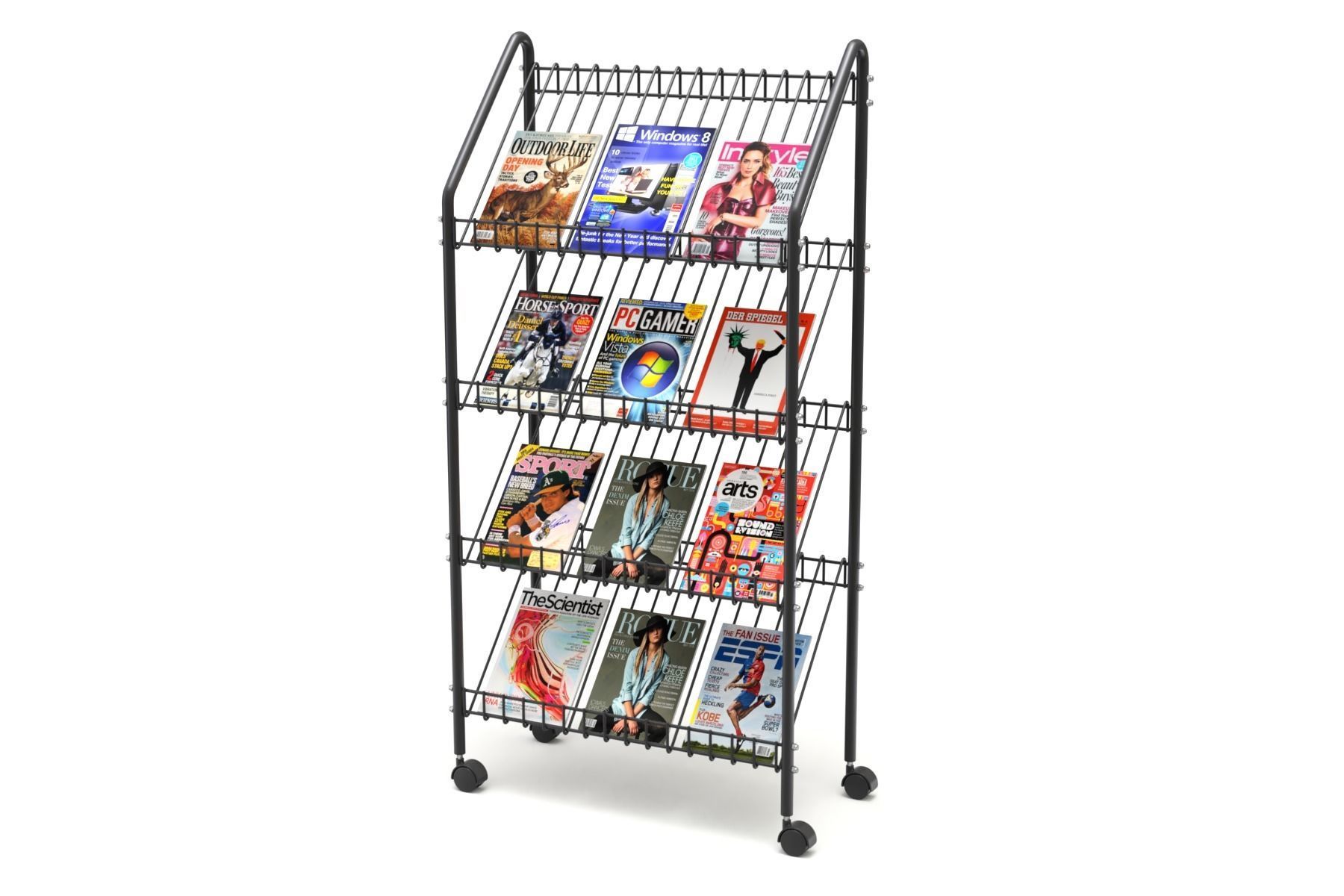 Magazine Rack With Wheels Model 02 Cgtrader Magazine Rack With Wheels Model 02