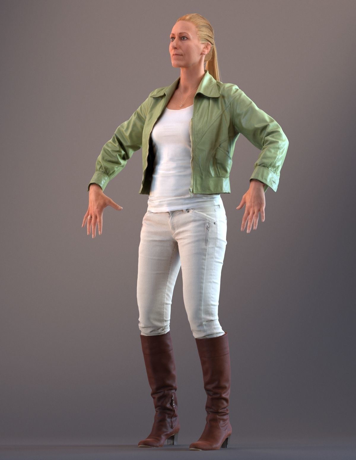 3D model Rigged 3D low poly female with summer jacket VR / AR / low ...