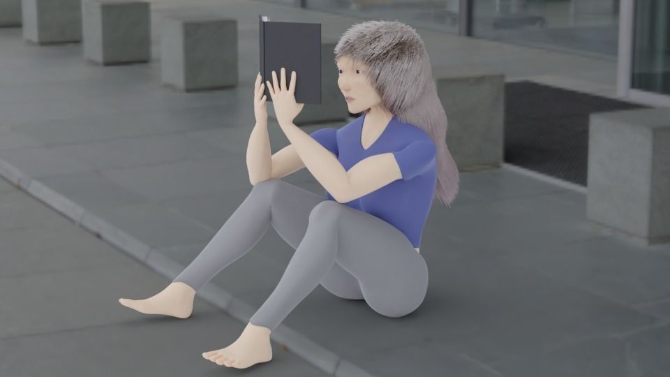 girl with book Low-poly  3D model