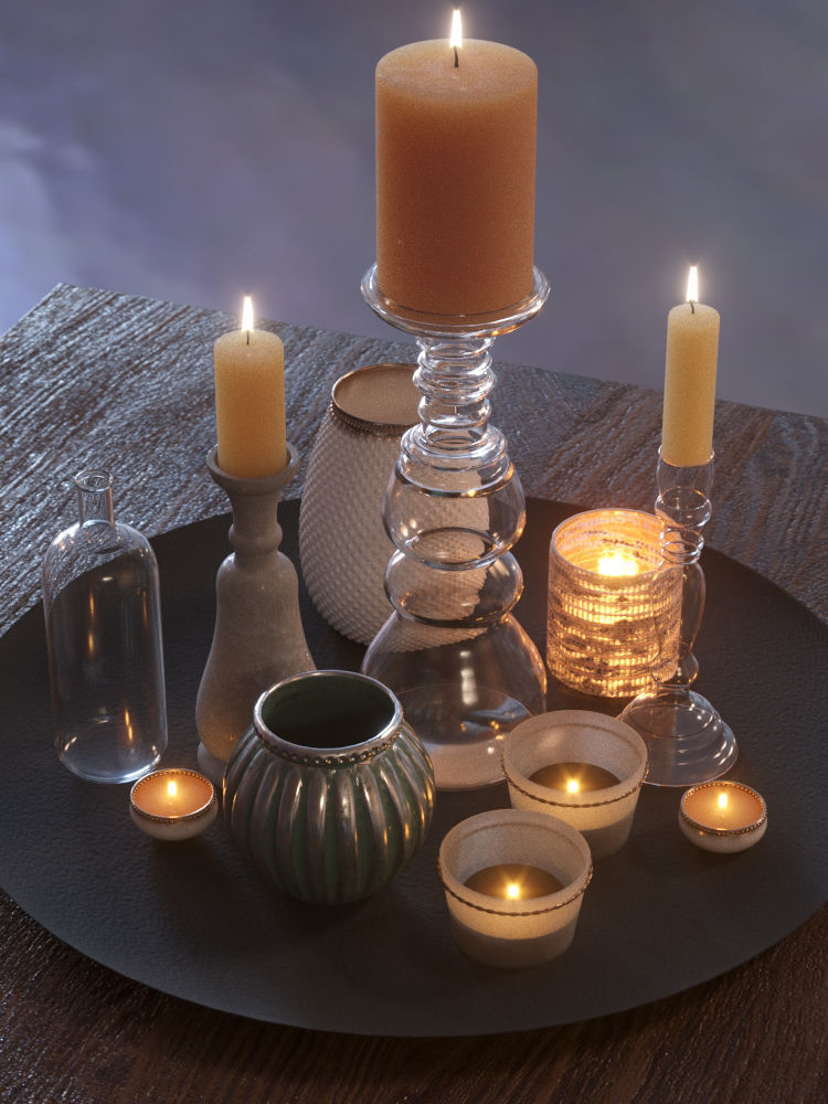 Romantic candles set 3D model CGTrader