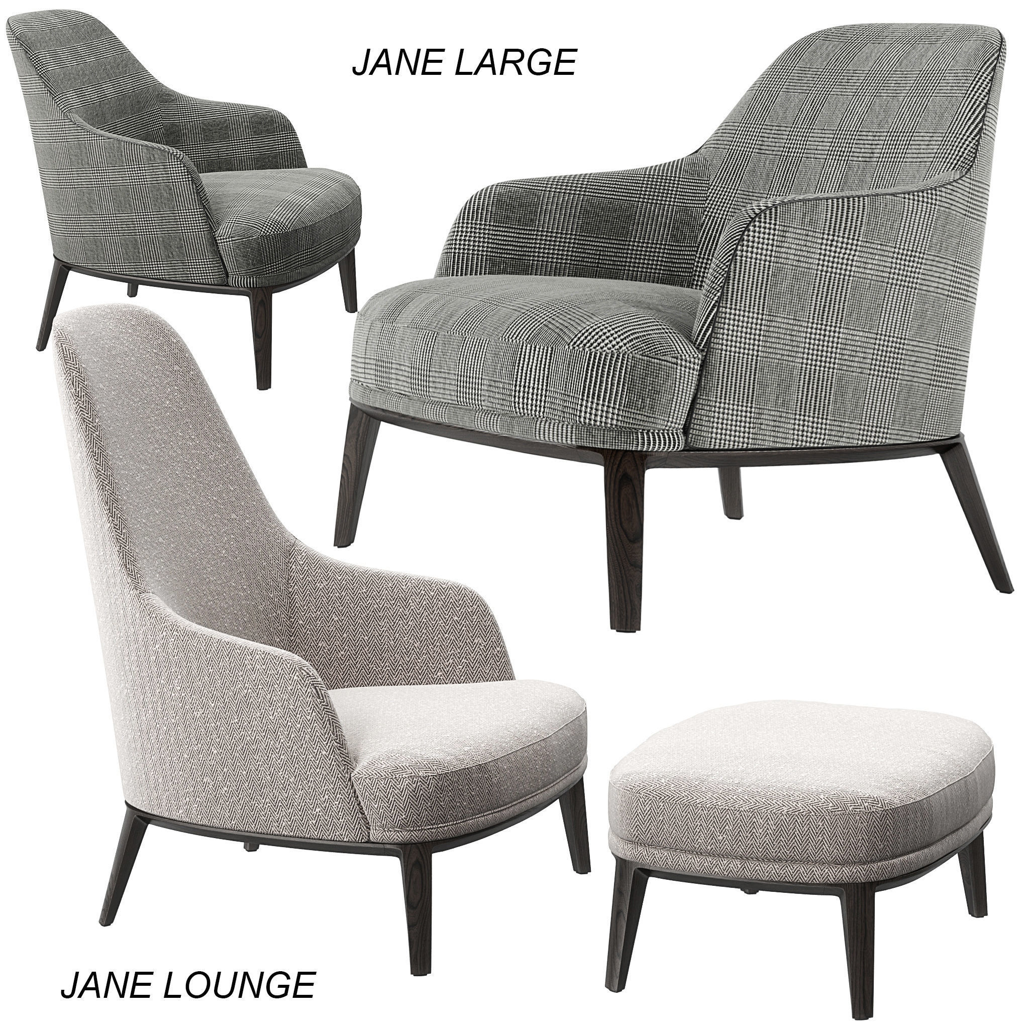 Poliform Jane Lounge and Large armchairs 3D model CGTrader