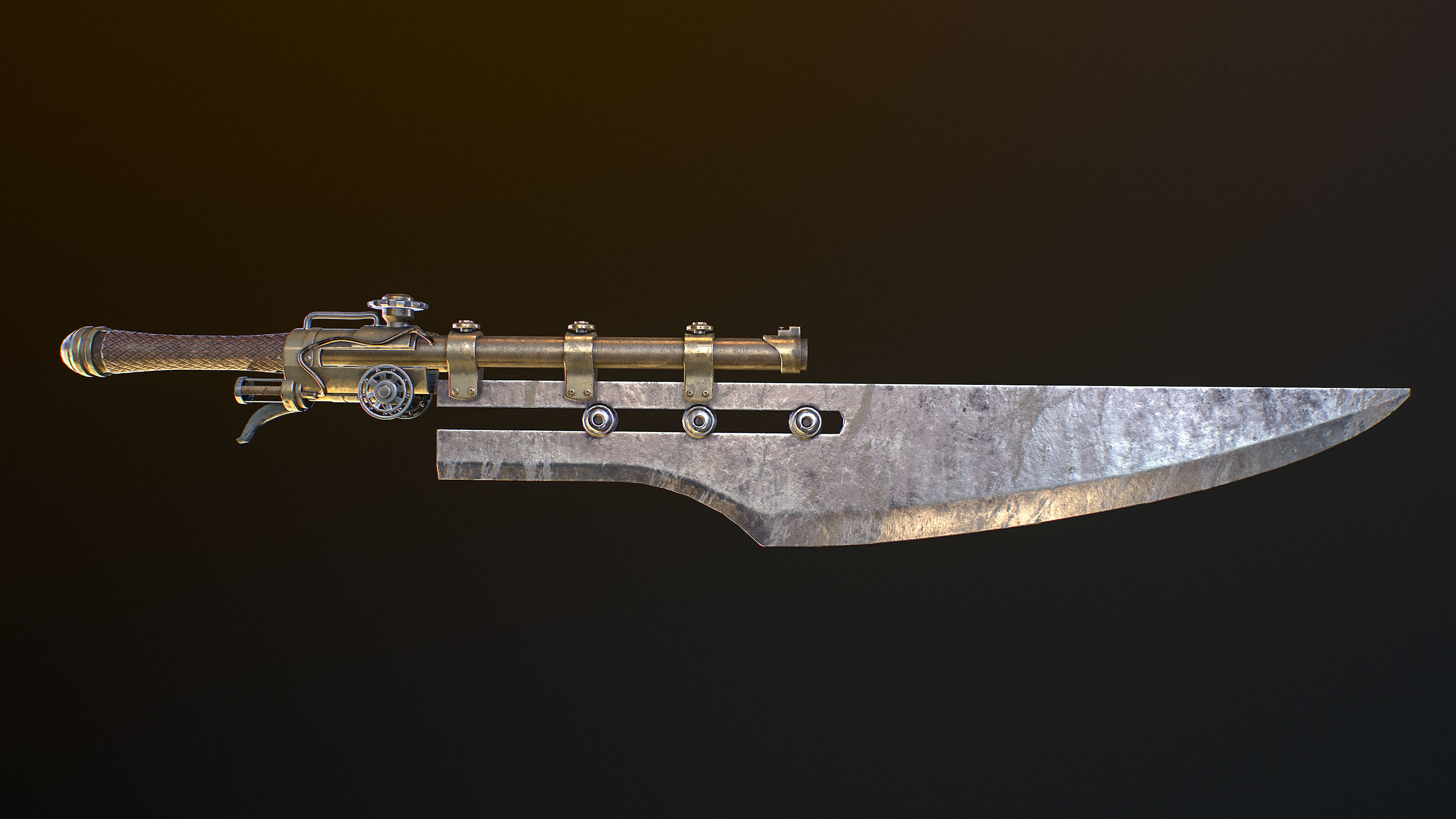 3D model Gunblade steampunk VR / AR / low-poly | CGTrader