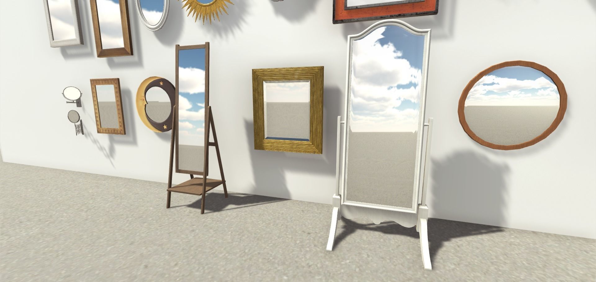 3D model Mirrors Collection for unity game VR / AR / lowpoly CGTrader