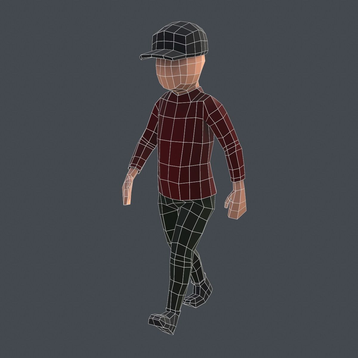 3D model Low Poly Boy in Red Shirt Character VR / AR / low-poly | CGTrader
