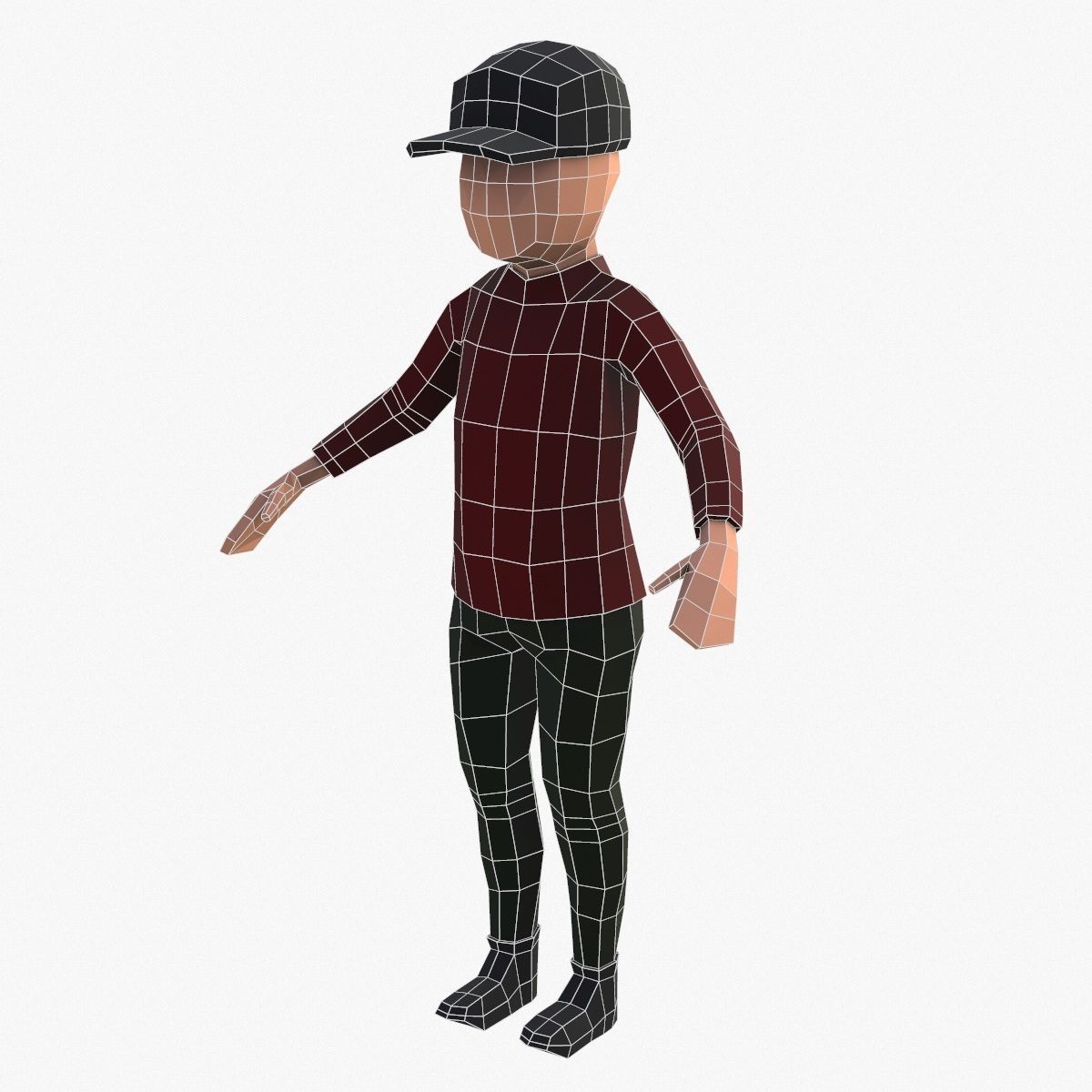 3D model Low Poly Boy in Red Shirt Character VR / AR / low-poly | CGTrader