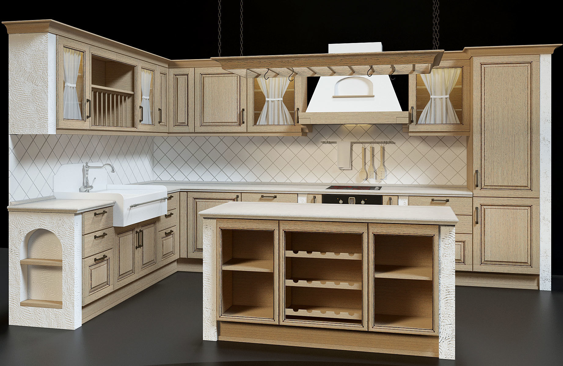 country kitchen set 3D model CGTrader