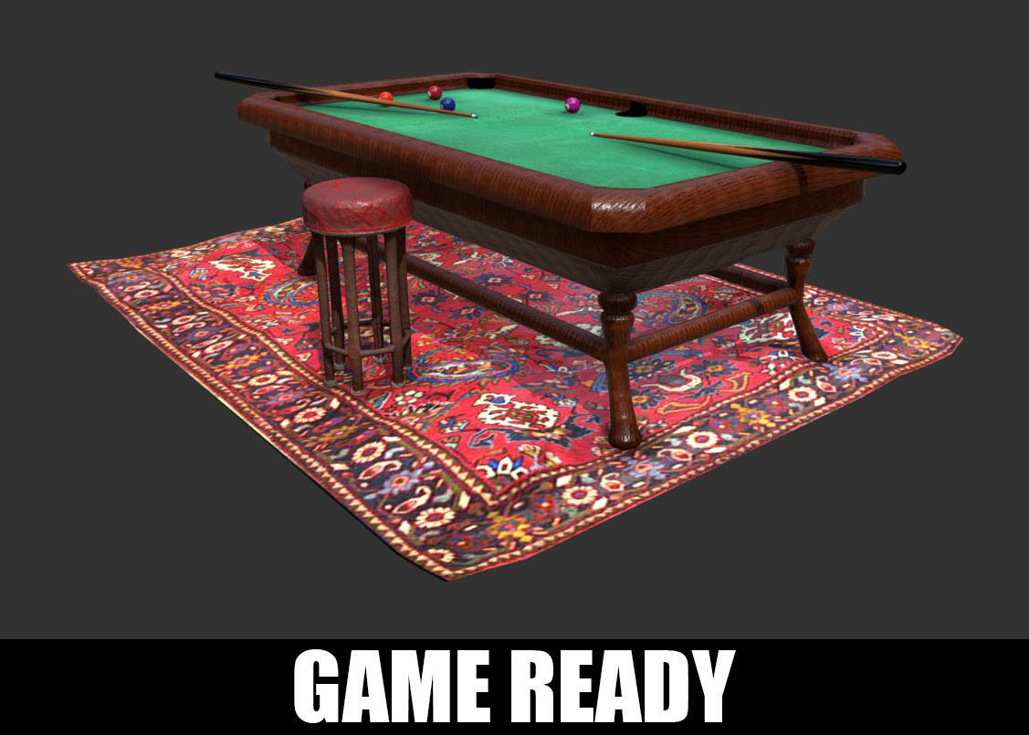 Pool Table Bar Game Pub Billard Room Low-poly  3D model