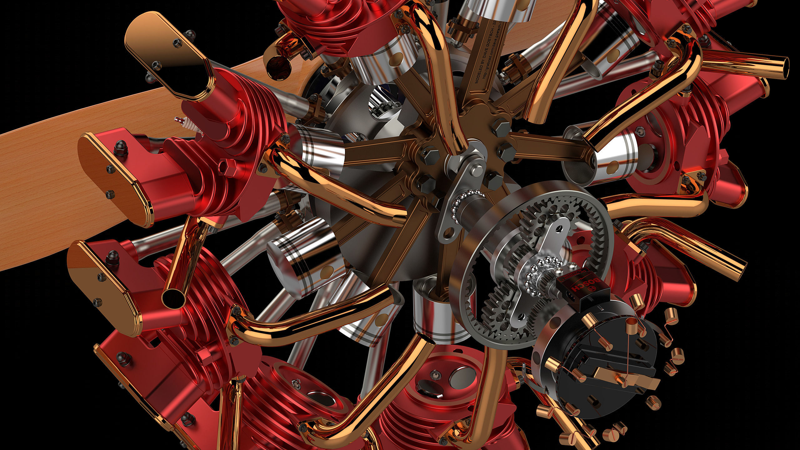 Karl-Erik Olsryd 9-Cylinder Radial Wright J-5 Whirlwind free 3D model ...