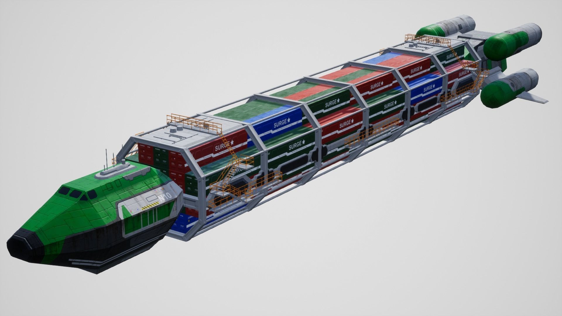 3D model Container Spaceship Freighter VR / AR / lowpoly CGTrader