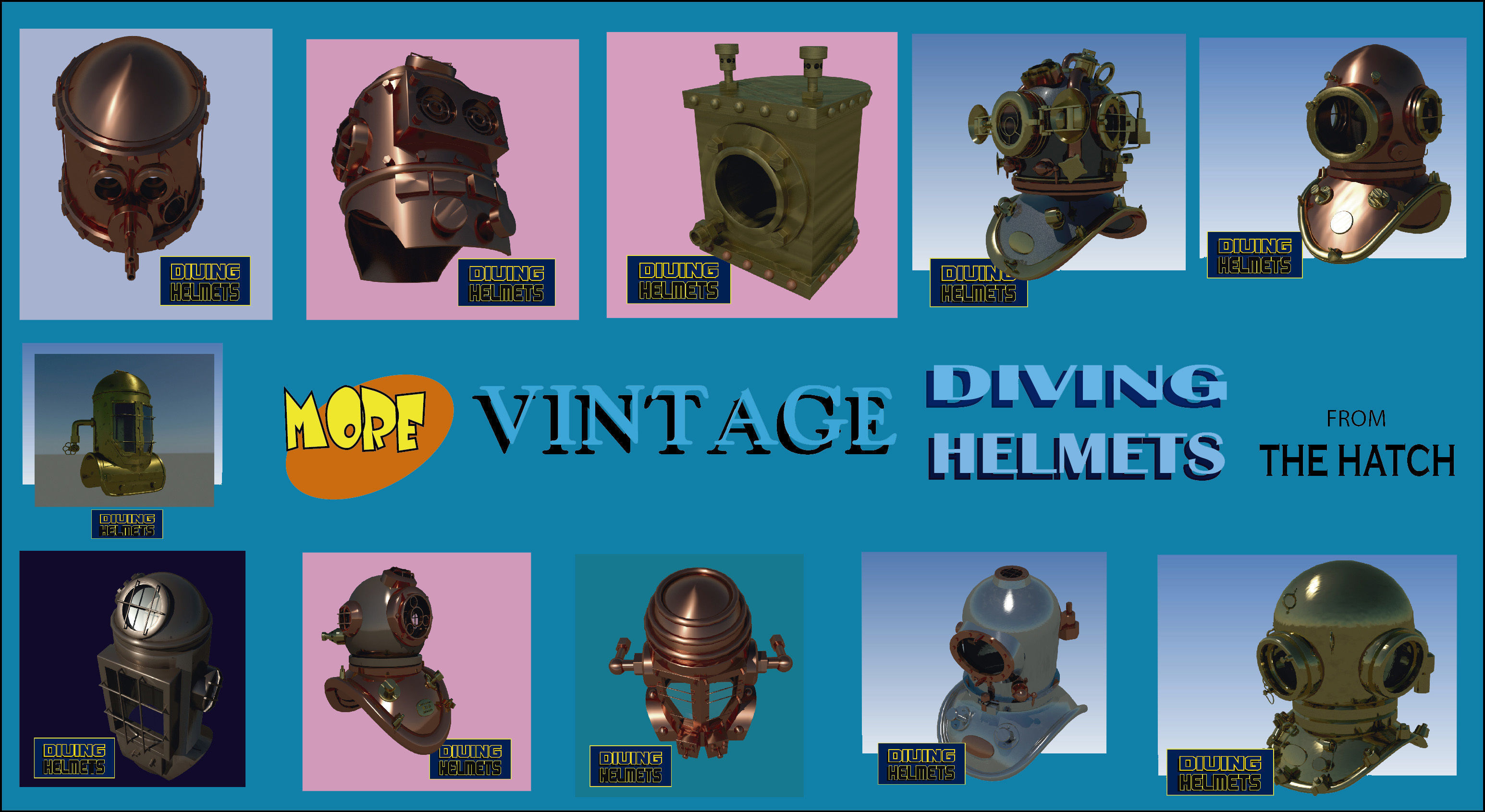 3D model Vintage diving helmet3 VR / AR / lowpoly CGTrader