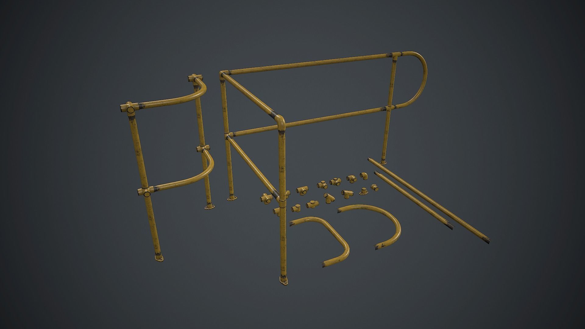 Modular Handrails PBR Game Ready