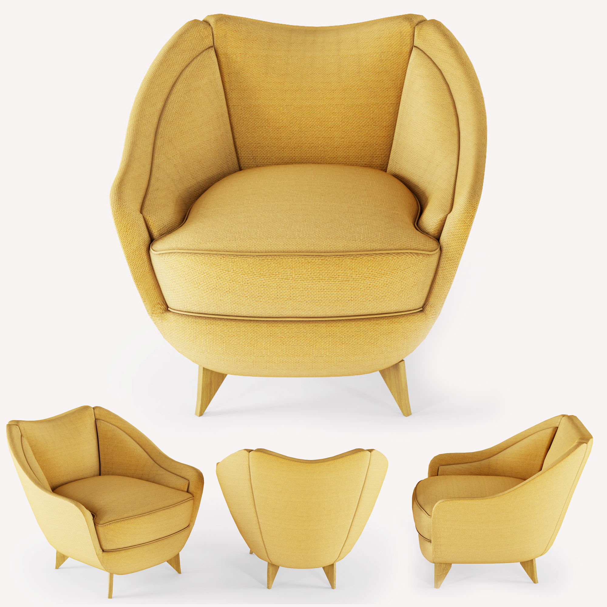Armchair yellow modern american style 3D CGTrader