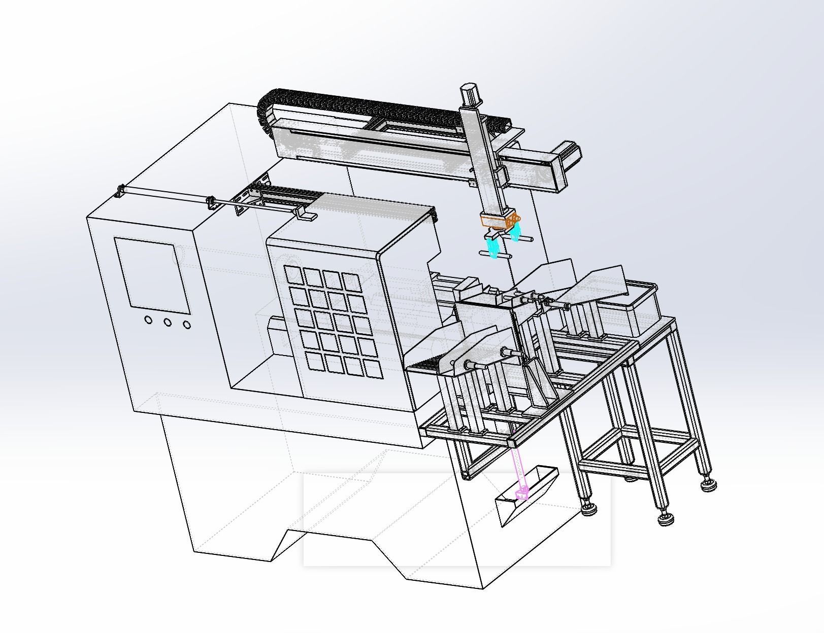 CNC lathe automatic loading machine 3D model | CGTrader