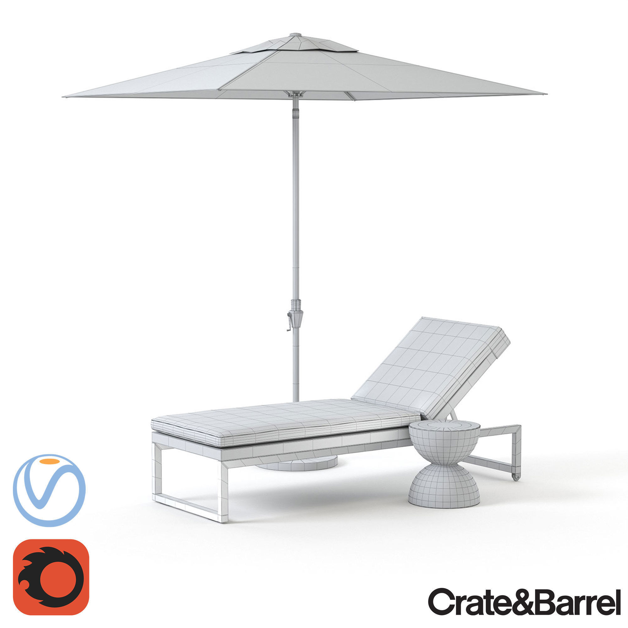 Dune Chaise Lounge with Sunbrella 3D model CGTrader