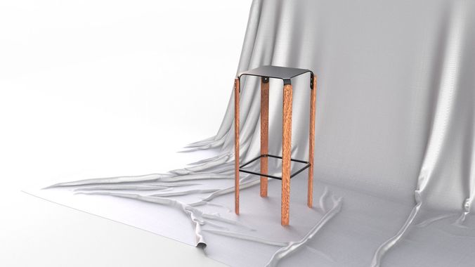 Scandinavian Design Four Legged Bar Stool Model