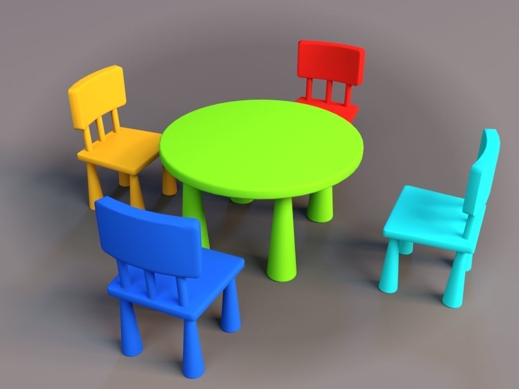 3D model Kids Table n Chairs CGTrader