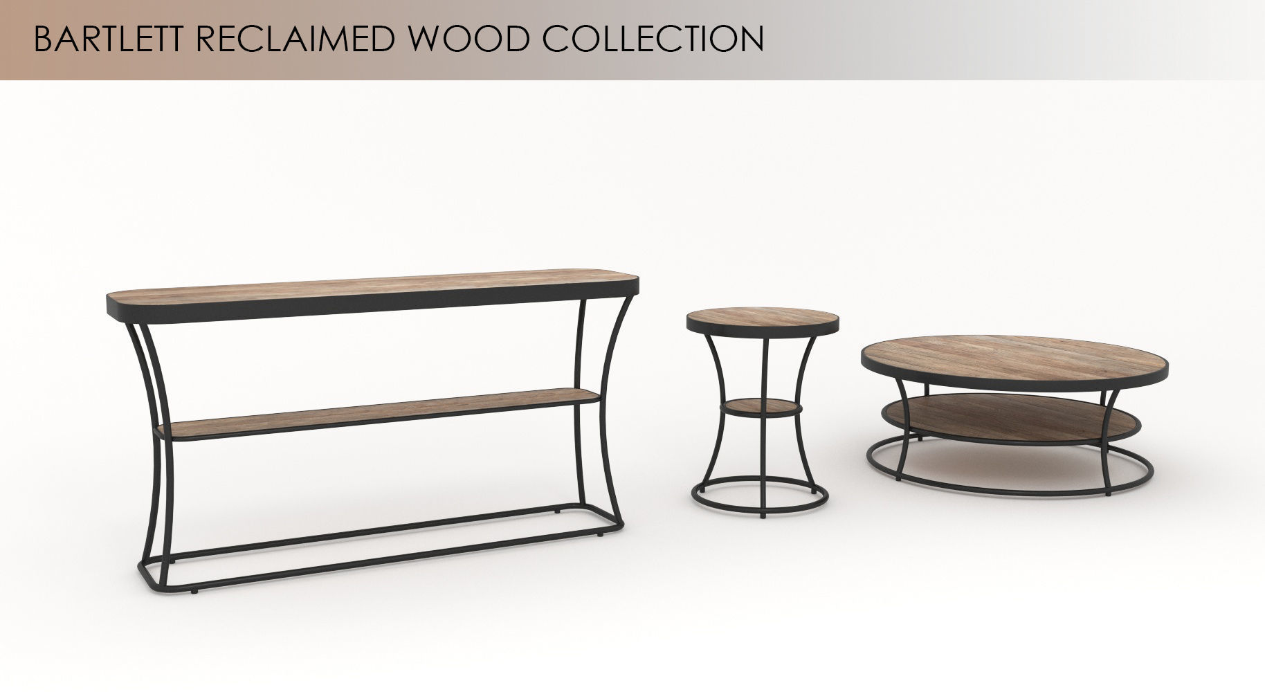 Barlett reclaimed wood table console coffe side potterybarn 3D model