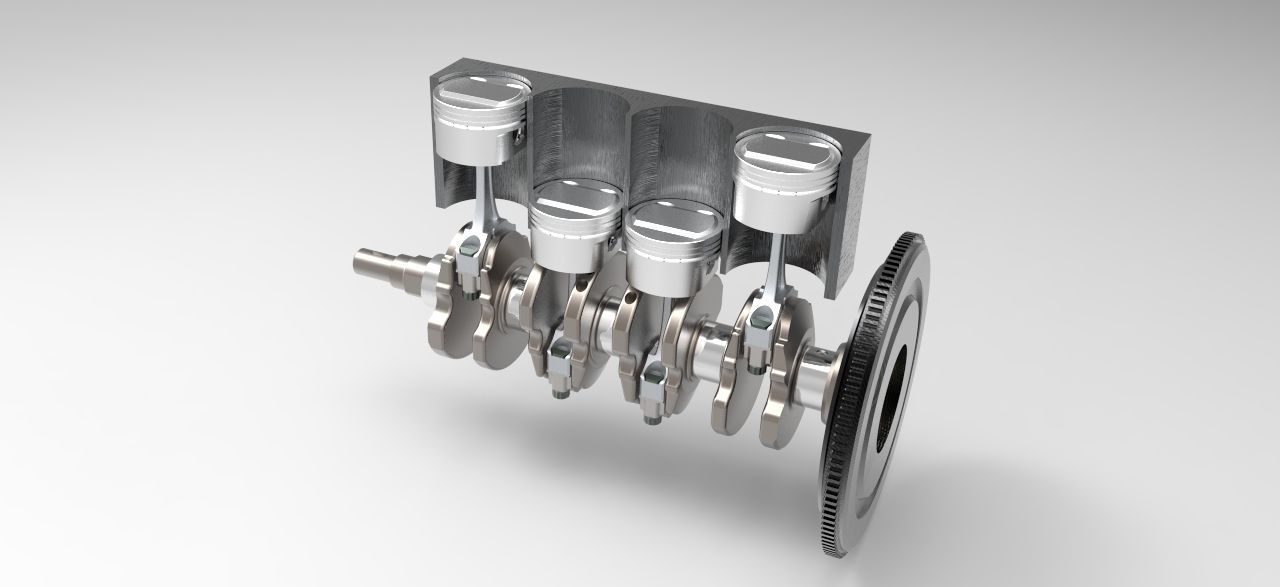 crank piston mechanism free 3D Model