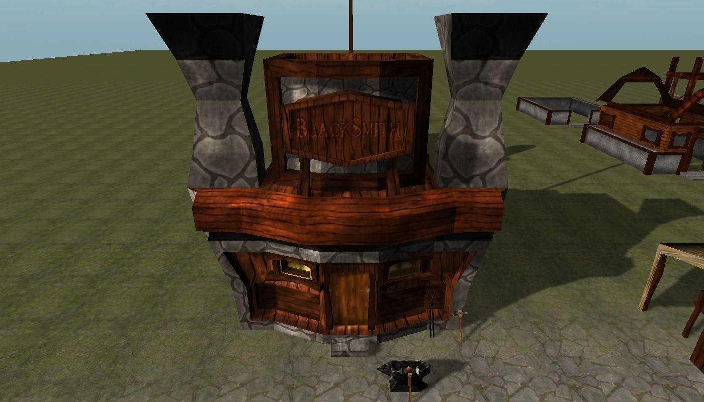 3D model Old Style Building Set VR / AR / lowpoly CGTrader