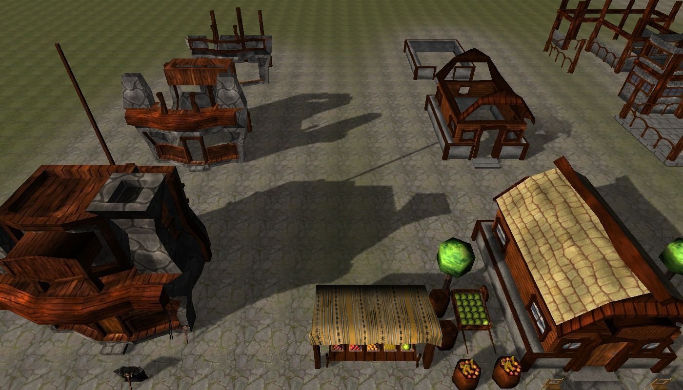 3D model Old Style Building Set VR / AR / lowpoly CGTrader