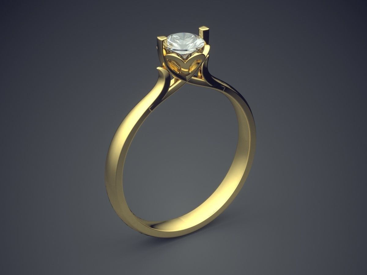 Simple Engagement Ring With Diamond On Top CAD 5082 3D print model