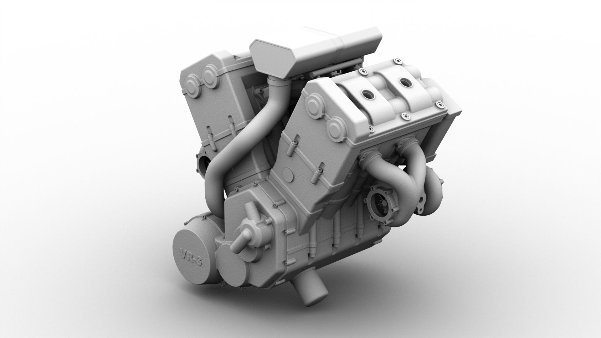 Engine V4 Biturbo 3D model rigged | CGTrader
