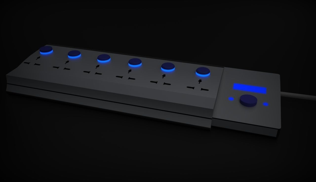 Multiplug power strip with lights free 3D model | CGTrader