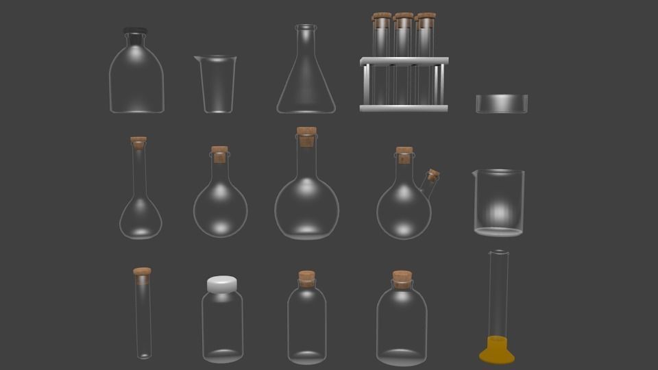 Chemical glassware kit low poly