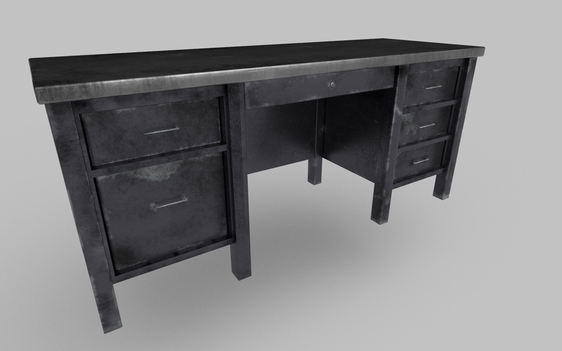 Old Metal Desk 2 3d Model