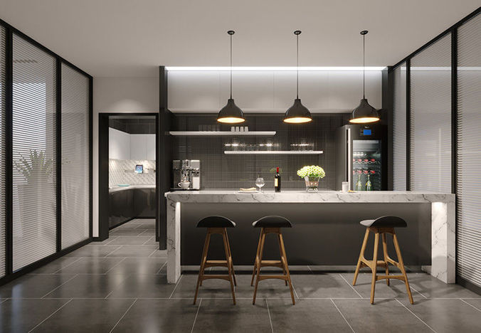 Modern Kitchen Mini Bar Cgtrader Modern Kitchen Mini Bar Model Max Obj Mtl S Fbx Stl Abc