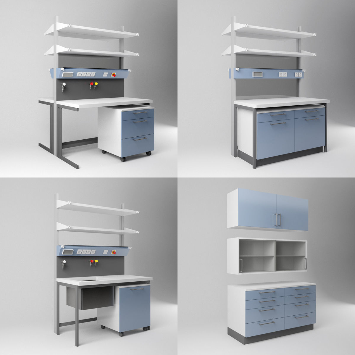 3D model Scientific Laboratory Furniture Set 1 VR / AR / lowpoly