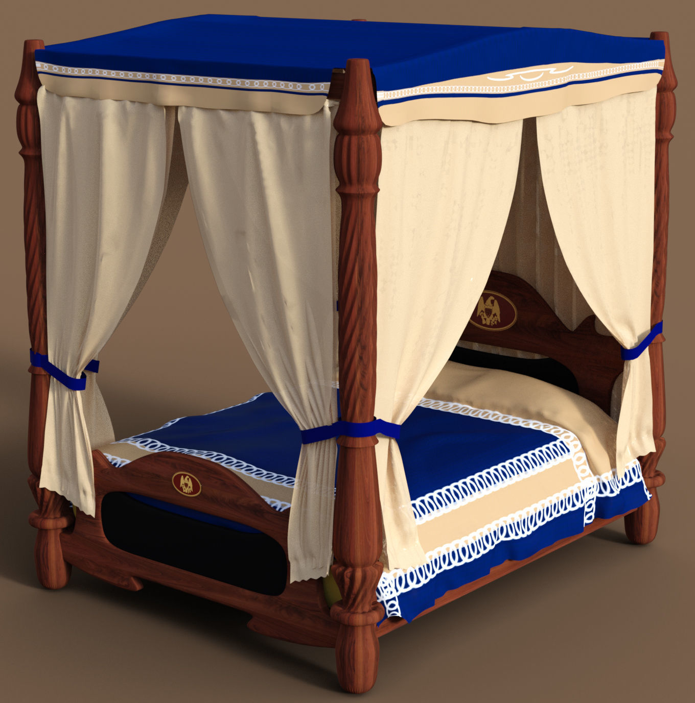 3d Model Canopy Bed Drapes Cgtrader