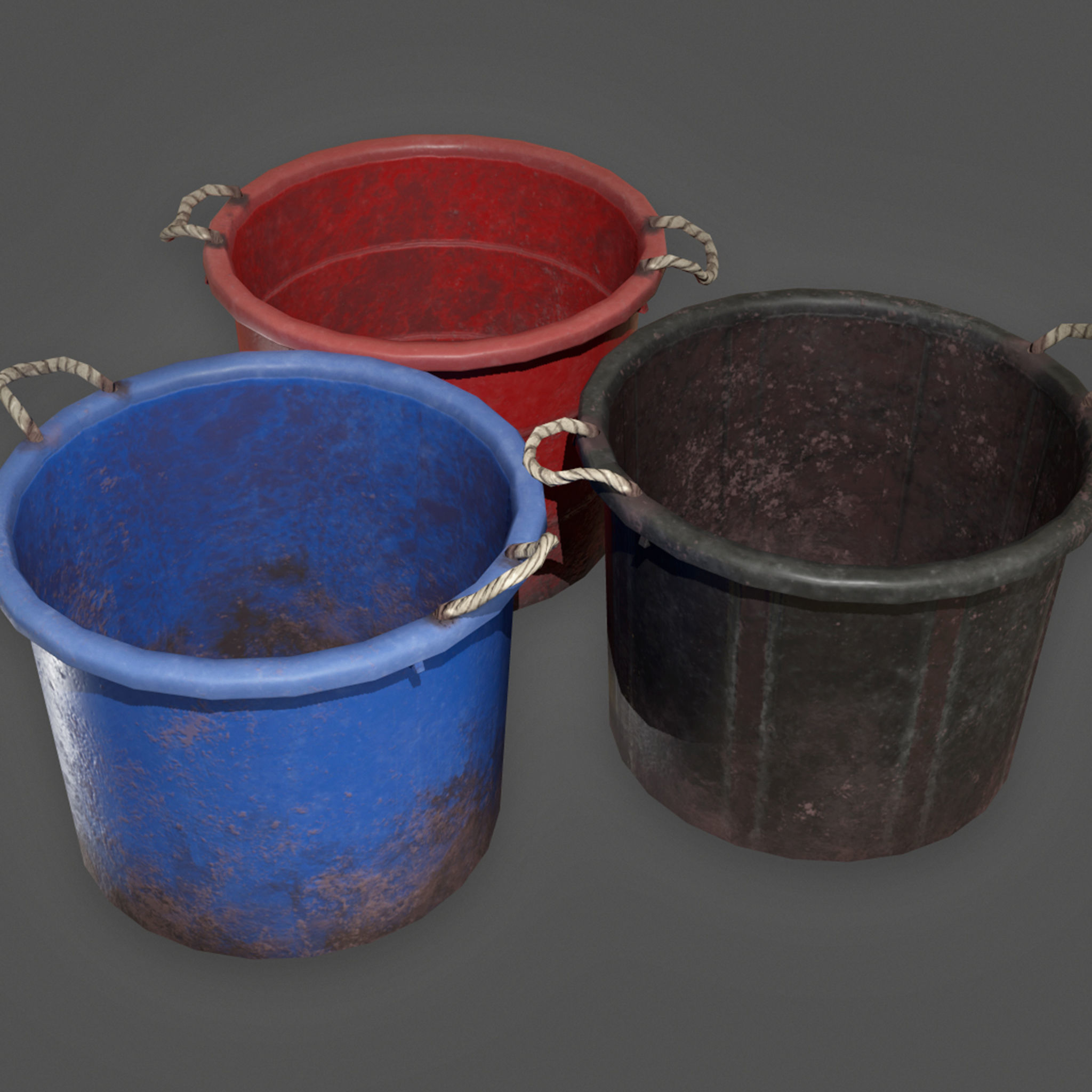 3D model TLS Old Plastic Buckets 01 PBR Game Ready