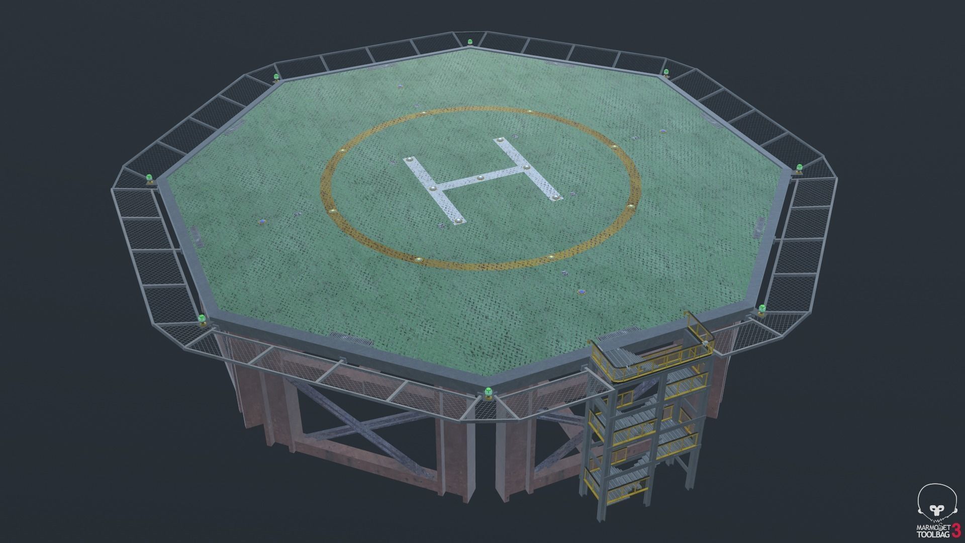 3D model Helicopter industrial landing pad helipad airfield VR / AR