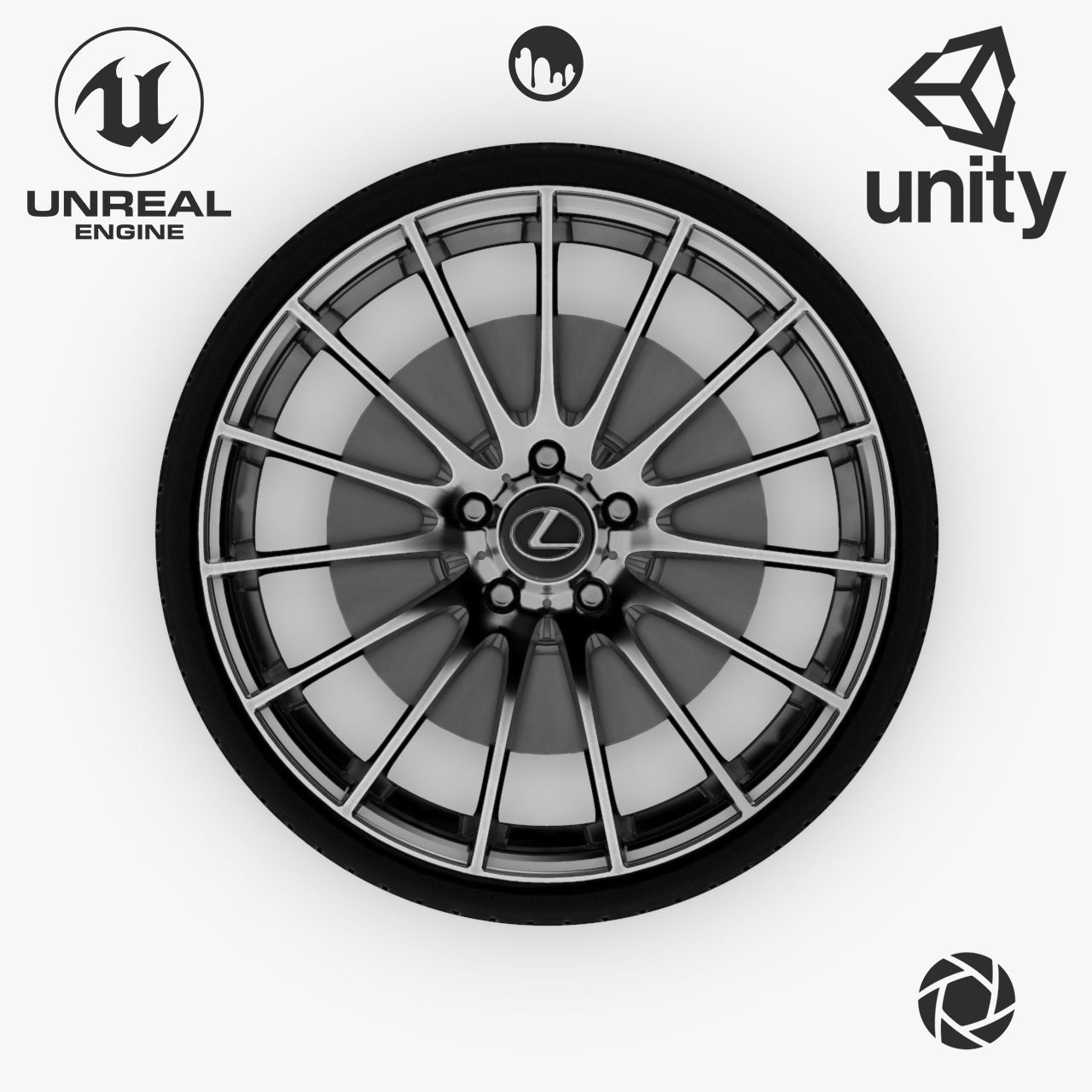 Wheel Steel-Chrome Alloy Rim Lexus 19 inch Michelin based Tire